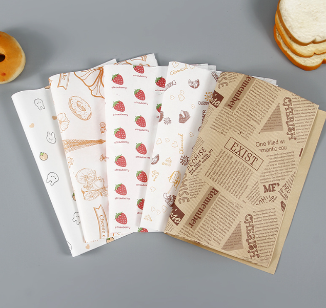 一次性三明治包装纸食品汉堡防油纸鸡肉卷淋膜纸餐盘垫纸蜡纸/张