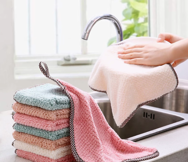 抹布厨房抹布可挂式吸水去油去污不掉毛不沾油加大加厚懒人抹布