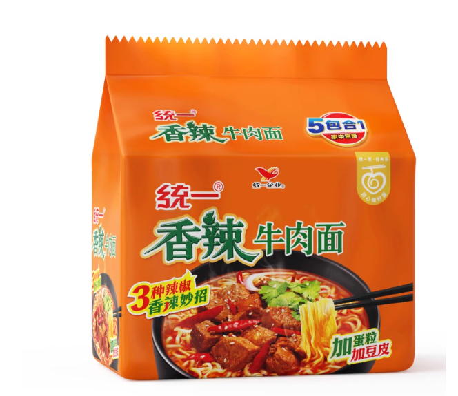 统一方便面香辣牛肉面泡面五合一97g*5袋