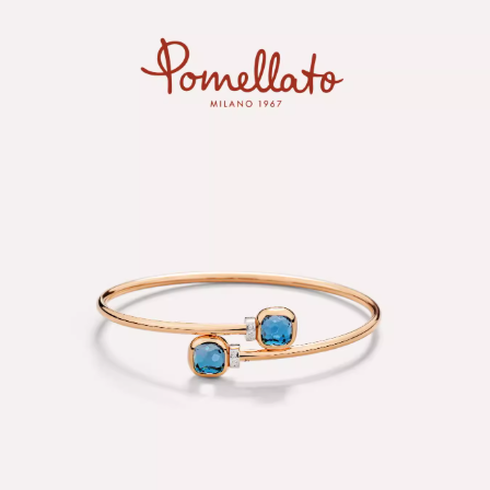 POMELLATO18K玫瑰金伦敦蓝色托帕石钻石手镯M码