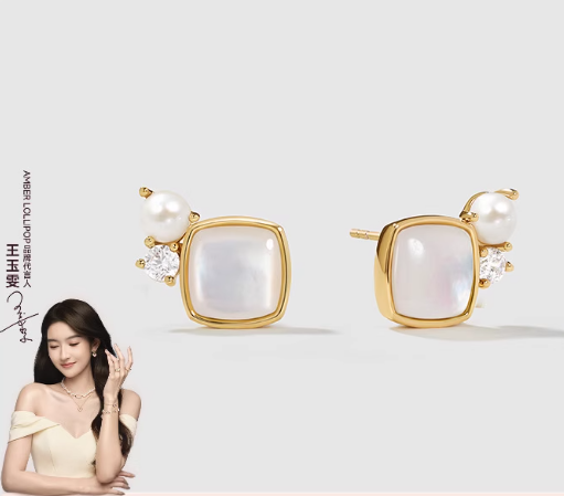 AmberLollipop白贝母耳钉女小众耳环珍珠耳饰微醺系