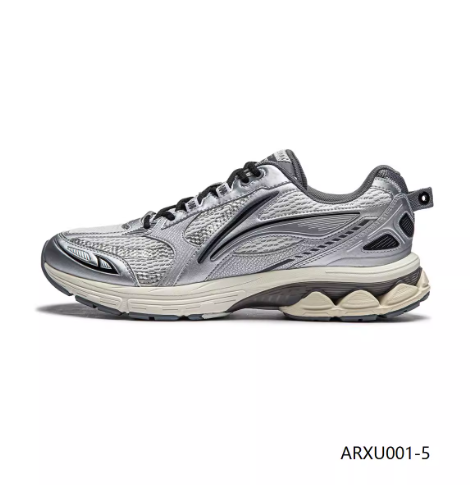 李宁扶摇2.0跑步鞋男鞋复古潮流休闲透气百搭健身老爹鞋银色/